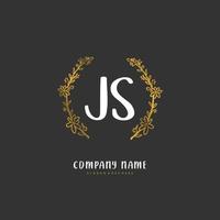 js iniziale grafia e firma logo design con cerchio. bellissimo design manoscritto logo per moda, squadra, nozze, lusso logo. vettore