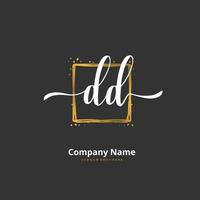 dd iniziale grafia e firma logo design con cerchio. bellissimo design manoscritto logo per moda, squadra, nozze, lusso logo. vettore