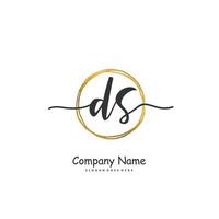 ds iniziale grafia e firma logo design con cerchio. bellissimo design manoscritto logo per moda, squadra, nozze, lusso logo. vettore