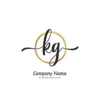 kg iniziale grafia e firma logo design con cerchio. bellissimo design manoscritto logo per moda, squadra, nozze, lusso logo. vettore