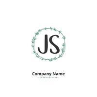 js iniziale grafia e firma logo design con cerchio. bellissimo design manoscritto logo per moda, squadra, nozze, lusso logo. vettore