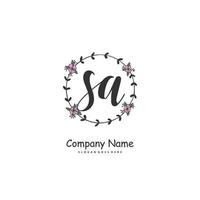 sa iniziale grafia e firma logo design con cerchio. bellissimo design manoscritto logo per moda, squadra, nozze, lusso logo. vettore