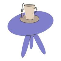un' tazza di tè su un' tè tavolo disegnato nel scarabocchio stile. vettore