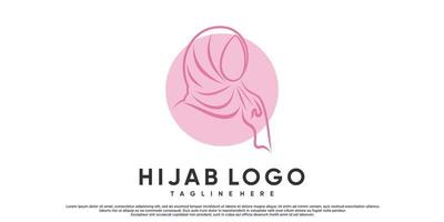 hijab logo design per muslimah donne con stile e attività commerciale carta vettore