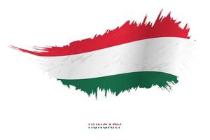 bandiera di Ungheria nel grunge stile con agitando effetto. vettore