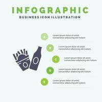 bottiglia patatine fritte americano solido icona infografica 5 passaggi presentazione sfondo vettore