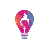 golf fuoco lampadina forma concetto logo modello design vettore. fuoco e golf palla logo design icona. vettore