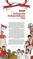 disegnato a mano illustrazione indonesiano indipendenza giorno per sociale media inviare o bandiera vettore