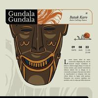Indonesia tradizionale maschera chiamato gundala gundala per pioggia chiamata nel batak caro tribù handrawn illustrazione vettore