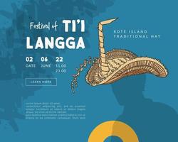 tii langa meccanico tradizionale cappello Indonesia cultura mano disegnato illustrazione per manifesto e sociale media design ispirazione vettore