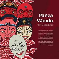 sundanese cultura tradizionale maschera chiamato pancawanda mano disegnato illustrazione vettore