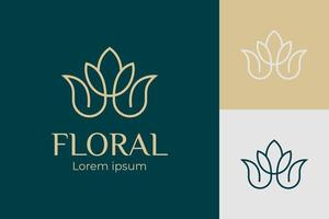 astratto linea fiore loto logo vettore simbolo icona design. elegante semplice fiore o foglia floreale elementi per yoga, organico, bio, boutique, cosmetici, terme, naturale memorizzare