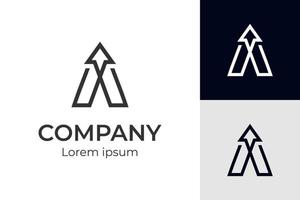 iniziale lettera un' attività commerciale logo linea arte stile vettore simbolo elementi design con freccia su icona concetto per viaggio agenzia, su freccia finanza, attività commerciale inizio su logo