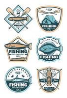 pesca sport icone impostato vettore