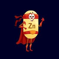 cartone animato zinco o zinco supereroe carattere, zn vettore