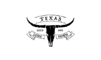 texas longhorn, design del logo dell'etichetta vintage country western bull bovini