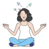 illustrazione ragazza Meditare vettore