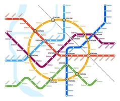 la metropolitana, metropolitana e metropolitana linea stazioni carta geografica vettore