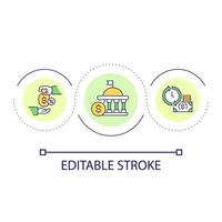 federale prestiti per attività commerciale ciclo continuo concetto icona. finanziamento di imprenditori. governo programma astratto idea magro linea illustrazione. isolato schema disegno. modificabile ictus. vettore
