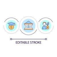 governo prestiti per studenti ciclo continuo concetto icona. federale finanziario fondi. pagamento per formazione scolastica astratto idea magro linea illustrazione. isolato schema disegno. modificabile ictus. vettore