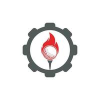 golf fuoco Ingranaggio forma concetto logo modello design vettore. fuoco e golf palla logo design icona. vettore