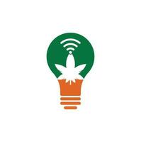 canapa Wi-Fi lampadina forma vettore logo design. canapa e segnale simbolo o icona.