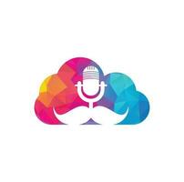 forte Podcast nube vettore logo design modello. signore Podcast logo design modello. baffi Podcast icona.