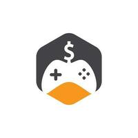 i soldi gioco logo. telecomando da gioco i soldi gioco in linea creativo logo design vettore