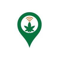 canapa Wi-Fi GPS forma vettore logo design. canapa e segnale simbolo o icona.