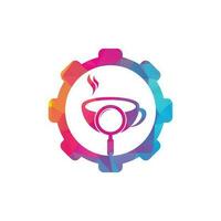 ricerca caffè Ingranaggio forma concetto logo modello design vettore. caffè ingrandimento bicchiere logo modello vettore. vettore
