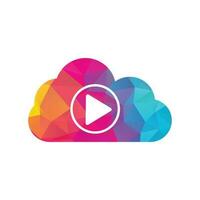 video nube logo design modello. nube giocare multimedia logo modello. vettore