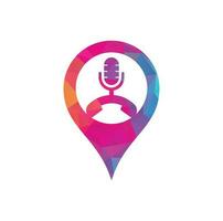 chiamata Podcast GPS forma concetto icona logo design elemento. Telefono Podcast logo design vettore