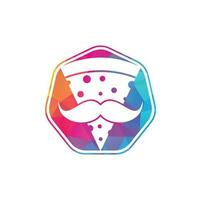 Pizza baffi logo design modello. Sig Pizza logo design concetto vettore icona.