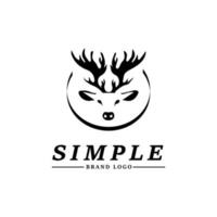 semplice logo marca con cervo testa Immagine vettore