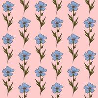 rosa vettore senza soluzione di continuità sfondo con leggero blu lino fiori selvatici