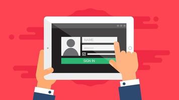modello web del modulo di login del tablet vettore