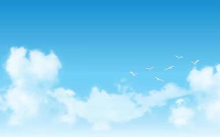 realistico blu cielo con volante uccelli vettore