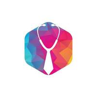 medico lavoro logo design modello. medico lavori logo ispirazione con cravatta e stetoscopio logo design. vettore