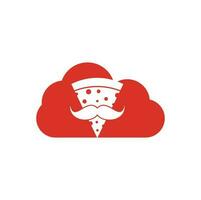 Pizza baffi nube forma concetto logo design modello. Sig Pizza logo design concetto vettore icona.