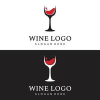 vino logo modello design con vino bicchieri e bottiglie.logo per discoteca, bar e vino negozio. vettore