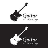 logo design per semplice chitarra musicale strumenti, musica, bande, vivere musica, e acustica, discoteche. vettore