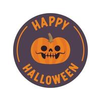 contento Halloween distintivo con lavorato zucca illustrazione vettore