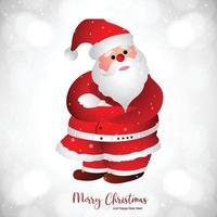 bellissimo cartone animato Santa Claus personaggio mostrando nel inverno Natale carta sfondo vettore