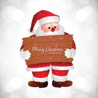 bellissimo cartone animato Santa Claus personaggio mostrando nel inverno Natale carta sfondo vettore