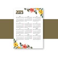 calendario2023 opuscolo modello per floreale design vettore