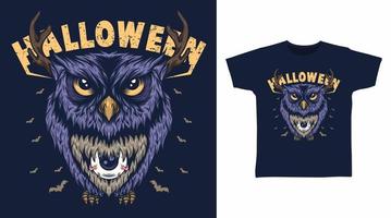 Halloween gufo con spina cervo t camicia design vettore