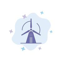 turbina vento energia energia blu icona su astratto nube sfondo vettore