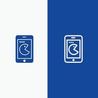 acquistare mobile Telefono hardware linea e glifo solido icona blu bandiera vettore