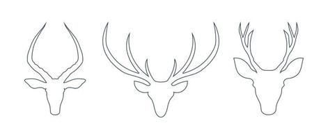 cervo testa con grande corno illustrazione vettore linea arte