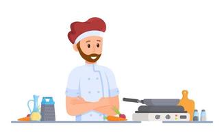 vettore illustrazione di piceola cucinare. un' uomo è cucinando un' pasto.